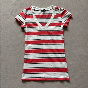 NWOT Ambiance coral striped tee shirt.